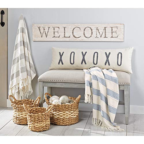 Mud Pie Polyester Xoxoxo Washed Canvas Long Pillow 4163015, 1 Count (Pack Of 1) #TOP6