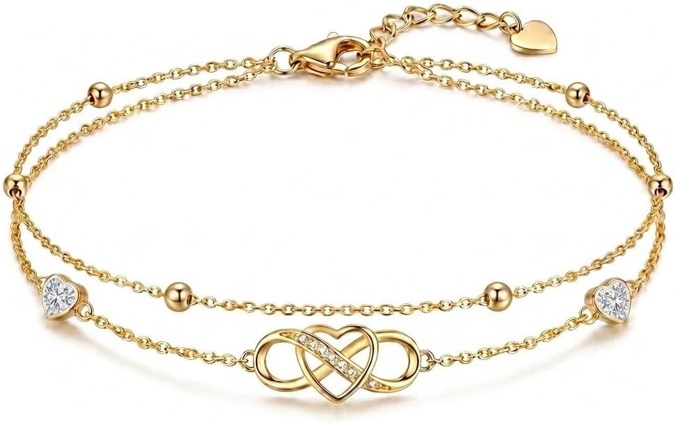 Midari 18K Yellow Gold Infinity Birthstone Bracelet/Anklet Adjustable