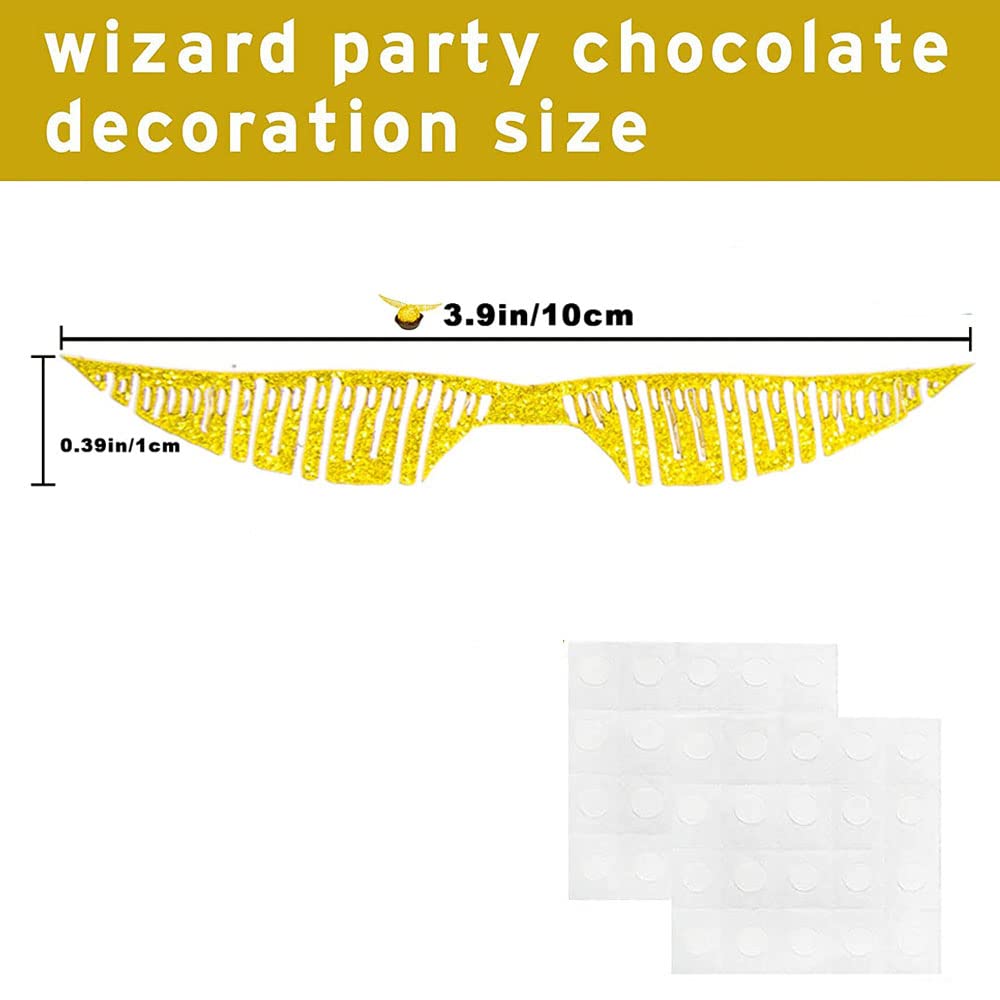 cobee Decorazione dorata con ali glitterate per cioccolato, 40 pezzi, con ali dorate, decorazioni per cupcake, decorazioni per feste a tema mago, anniversari, feste di compleanno