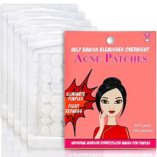 Acne Pimple Patch - Invisible Hydrocolloid Zit Stickers Pimple Dots for Patches â€‹(5 packs of 180 patches)