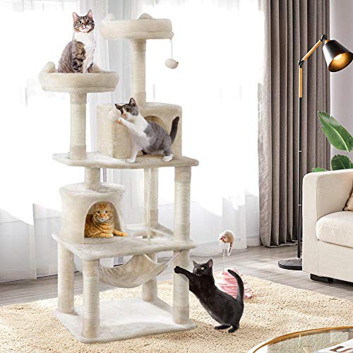 Yaheetech 62.2 inches Cat Tree Cat Towers Cat Condo with Platform & Hammock, Scratching Posts for Kittens Pet Play House… - Image 3
