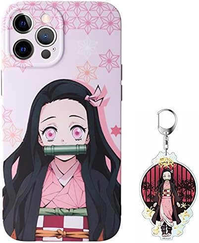 Anime Phone Case for Girls, Nezuko Phone Case, Anime Phone Case, Compatible with iPhone 12 Pro Max, Comes with a Keychain(MDZ,12promax)