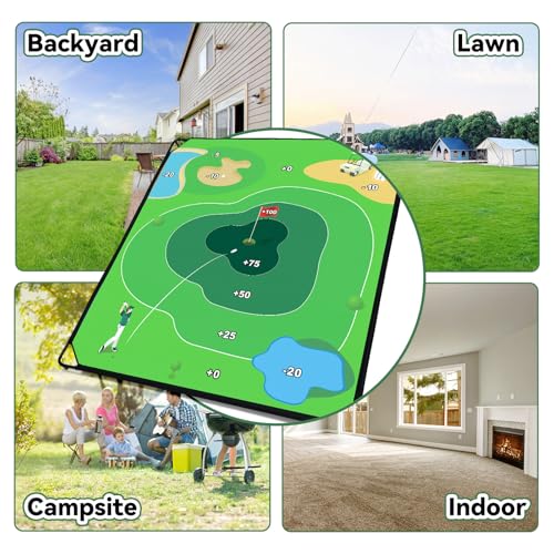 Liberry Golf Chipping Game with Large Chipping Mat, 2 Adjustable Clubs, 20 Sticky Balls, Outdoor Indoor Sports Training Christmas Toy Gift for Adults Kids, Family Yard Target Game - Thumbnail 7