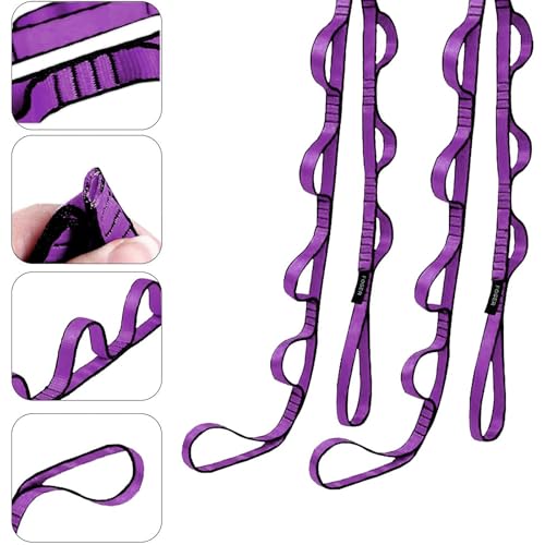 FOSER 2pc Daisy Chain, Yoga-Hängematten-Verlängerungsgurt, Verstellbares Nylonband für Fitness, Pilates und Training (Lila)