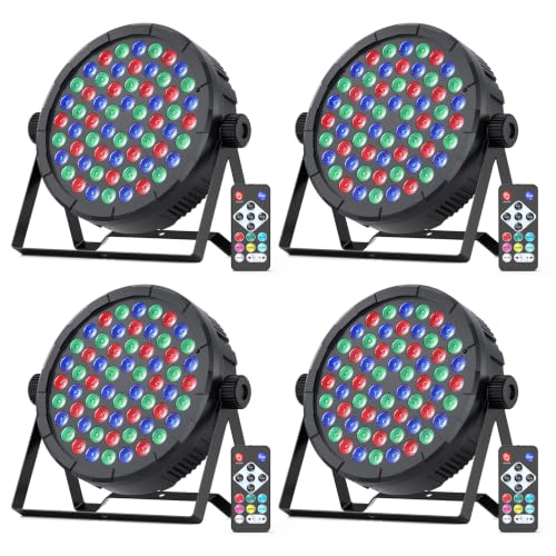 Image of RGB Stage Par Lights 60 LED Uplights, Remote 7CH DMX512 Auto Sound Activated Uplighting Indoor, DJ Lights for Parties Event Wedding Club Church Band Stage Lighting(4 Pack)