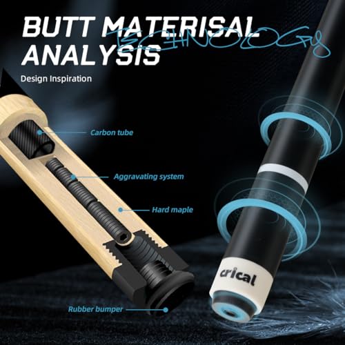 Taco de billar de fibra de carbono 58 pulgadas con extensión ajustable miniatura 3