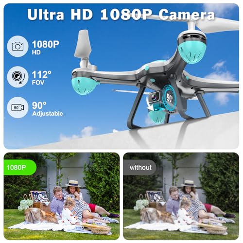 drone with 1080p camera for beginners remote control quadcopter with gestures selfie altitude hold one key start 3d flips 2 batteries toy for beginners white