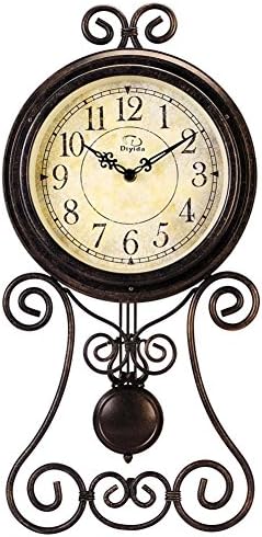 European Style Retro Antique Retro Vintage-Inspired Wrought Iron Craft Wall Clock with Pendulum For Hall,Restaurant,Living Room,Bedroom Home Decor Wall Clocks DYD-66082