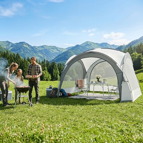 Aoxun Event Shelter Pavillon mit Seitenwänden Strandzelt Partyzelt Veranstaltungszelt mit Türen und Fenstern Wasserdicht (2000 mm) UPF 50+ 3 5X 3 5X 2 3m Grau