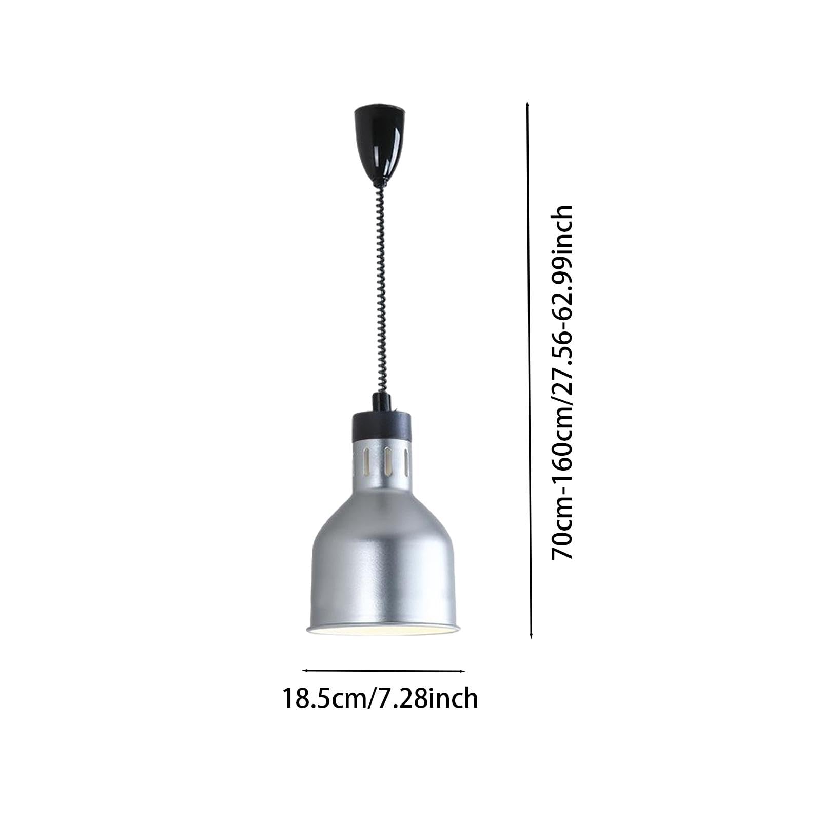 MagiDeal Lampe chauffante rétractable suspendue, lampe chauffante pour aliments, lampe chauffante pour buffet, lampe chauffante pour buffet, longueur réglable, Argent A