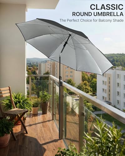 4smile Strandschirm SunnyJoy, Ø 180 cm - UPF 50+ Sonnenschirm Strand mit Hülle, Sonnenschirm Balkon - Strandschirm windfest stabil, platzsparender Balkon Schirm als Ersatz für Kurbelschirm, Anthrazit 2