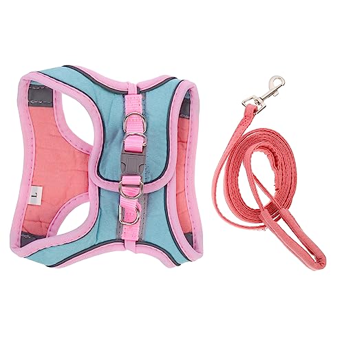 SUPVOX Pet Vest Type Harness Cat Leash Flat Pulling Rope One-Hand Operation Durable and Reflective for Night Safety