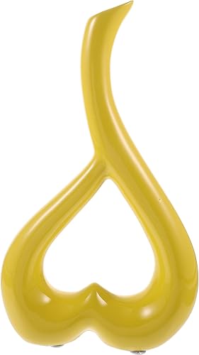 Miniatura 1 de VOSAREA Florero amarillo de la mostaza del receptáculo de la flor en forma de corazón de cerámica para la sala de estar