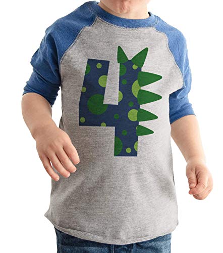 7 ate 9 Apparel Kids 4 Birthday Dinosaur Four Dino Spike Tee