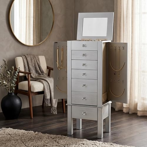 Hives and Honey Hannah Jewelry Armoire - Modern Silver Storage