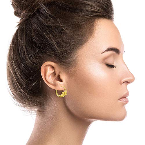 14K Yellow Gold Multiple Shapes of Hoop Earrings with Hinged Clasp | Wings & Heart, Dove and Cherub| Solid Gold Earrings for Women2