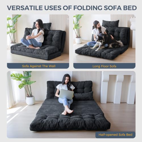 Image of MAXYOYO Folding Sofa Bed, Convertible Chair Couch, Tufted Bean Bag Sofa