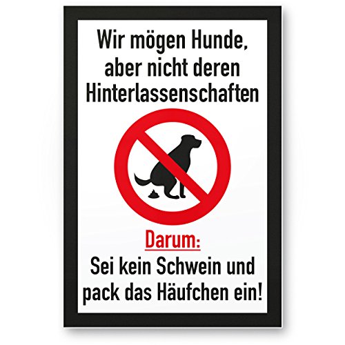 Preisvergleich Produktbild Kein Hundeklo / Keine Hundetoilette (weiß-schwarz) - Kunststoff Schild Hunde kacken verboten - Verbotsschild / Hundeverbotsschild, Verbot Hundeklo / Hundekot / Hundehaufen / Hundekacke