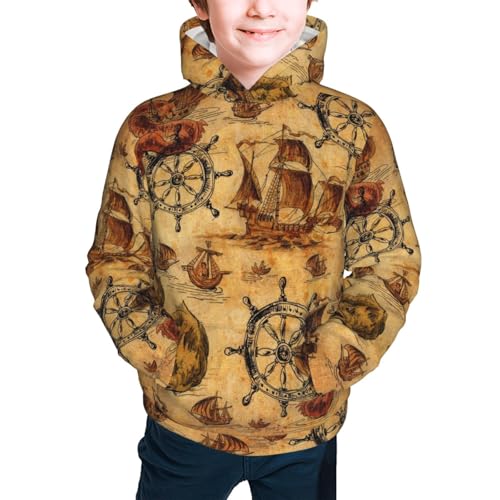 Vintag Ancient Sailboats Kid Hoodies Boys Sweatshirts Girls Pullover with Pocket3