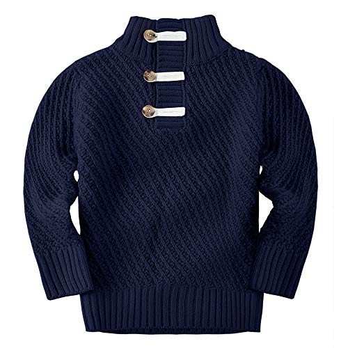 Makkrom Toddler Boys Sweater Knit Cable Turtleneck Winter Sweaters Outfit for Baby Boy Girls Navy