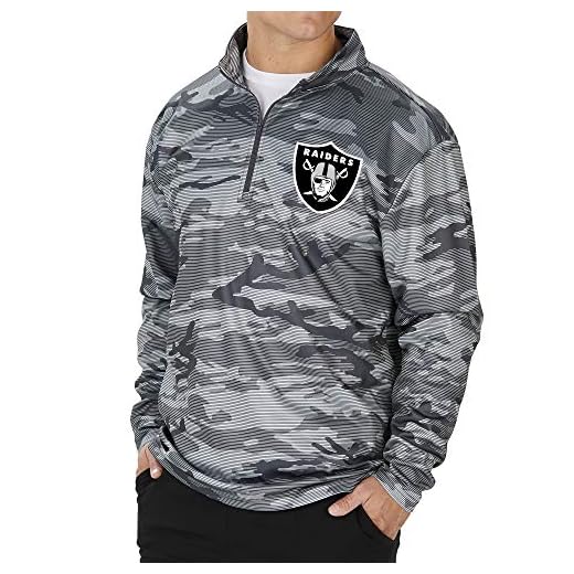 Zubaz NFL Las Vegas Raiders Men's Lines Poly Fleece 1/4 Zip Jacket, Gray, X-Large