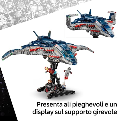 | Marvel Quinjet Avengers: Age of Ultron - Aereo Giocattolo dei Supereroi con Moto e 5 Minifigure tra cui Iron Man, Black Widow e Ultron - Regalo per Bambini da 12 Anni in su e Fan Adulti - 76325 - Lego - Immagine 4