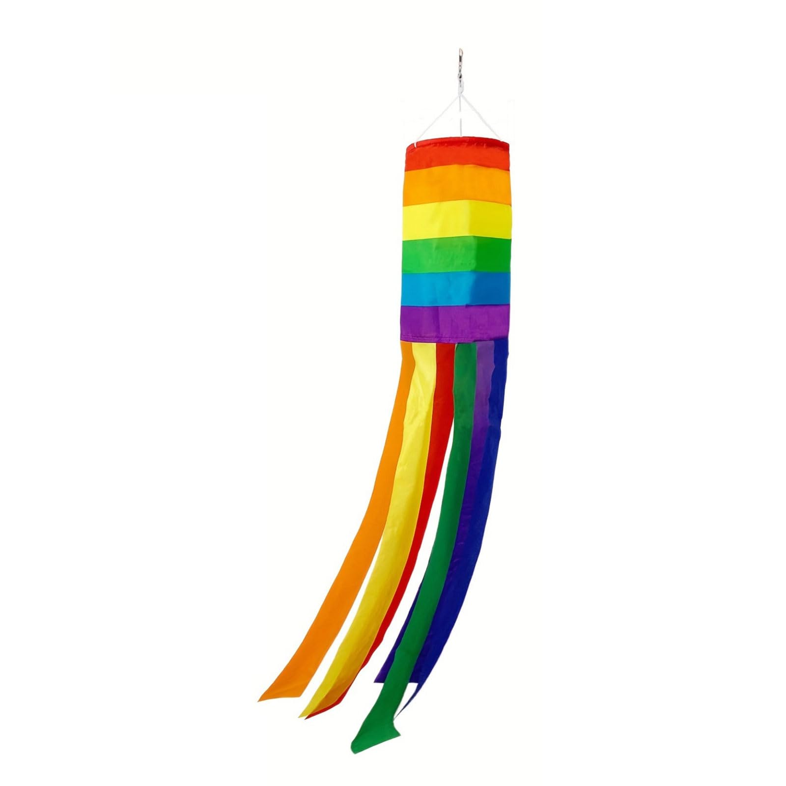 Msioytog Rainbow Column Windsock Flag Fly Outdoor Hangings Colorful Garden Decorative with Rainbow Colorful