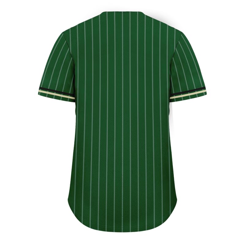 Camiseta de béisbol y sóftbol para hombre, con rayas, tela clásica y transpirable, color negro blanco y verde miniatura 2