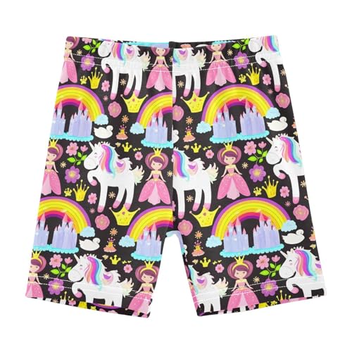 Castle Flowers Black Girls Bike Shorts Toddler Athletic Dance Under Skirts Dance Shorts for Sports,4T