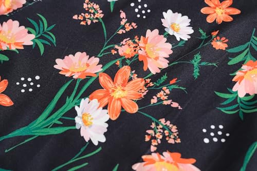 Image of Vozanet Women's Short Sleeve Top and Shorts Pajama Sets Plus Size V Neck Colorful Flower Nighty Loungewear With TWO Pockets