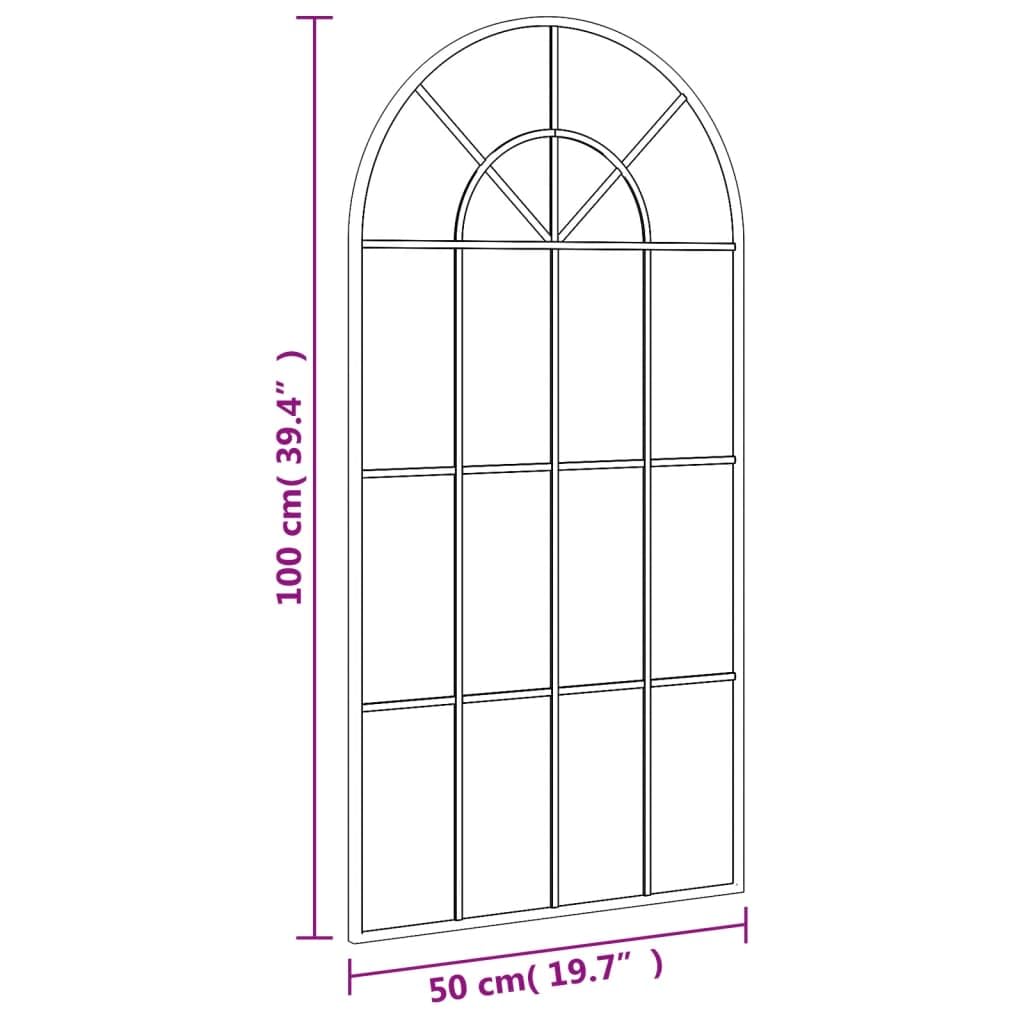 Wandspiegel Schwarz 50x100 cm Gewölbt mit pulverbeschichtetem Eisenrahmen, Glasspiegel für Badezimmer Schlafzimmer Flur, Wandmontage Ganzkörperspiegel zur Dekoration und Rasur