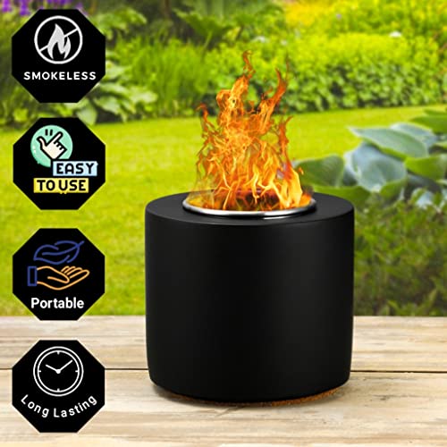 Tabletop Fire Pit | Smores Maker Mini Indoor Fire Pit- Portable Table Top Fire Pit Bowl With Roasting Forks And Cork Pad -Tabletop Mini Indoor Fireplace -Small Fire Pit (Black) #TOP2