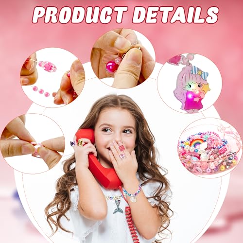 Swakuta 40 Pcs Girls Jewelry Toys Princess Necklace Bracelet Ring Earrings with Handbag for Little Girls Toddler Kids Mermaid Rainbow Birthday Gift Party Favors Costume Dress Up Pretend Toys Sets - Image 3