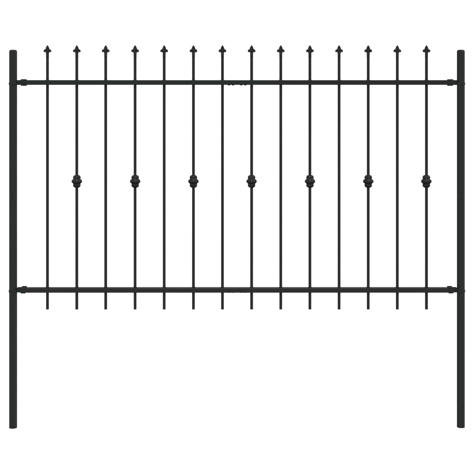 Spike Fence Asten Black 200 x 166 cm Powder-Coated Steel Outdoor Garden Security Barrier Anti-Climb Panel with Spear Top Interlocking Design for Yard Driveway Patio Boundary Fencing