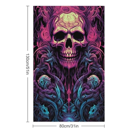 Serviette de plage Neon Skull au design graphique et séchage rapide