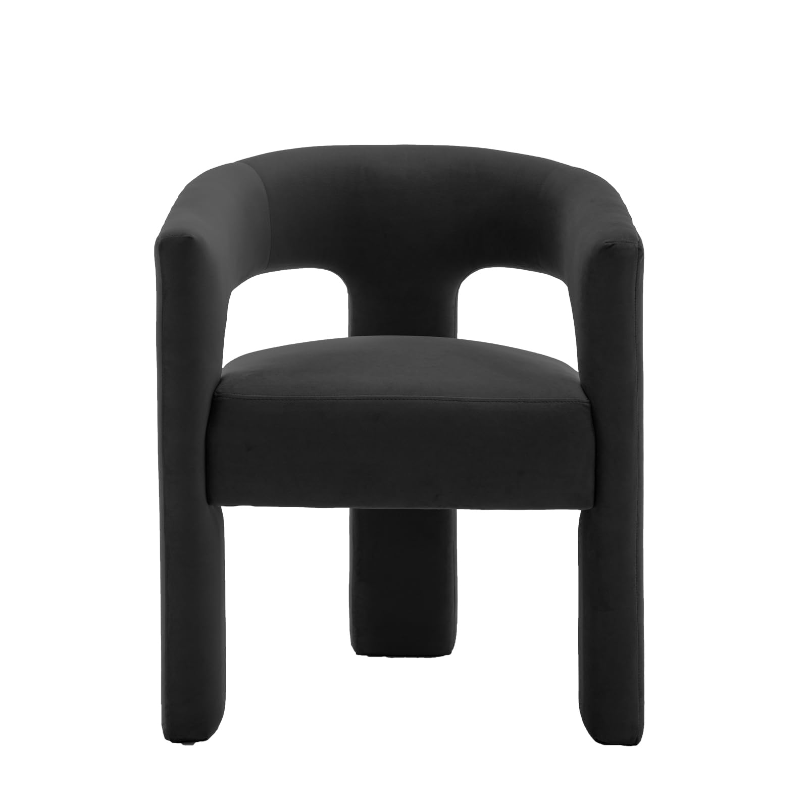 Modern Dining Barrel Chairs, Accent Velvet Upholstered Sherpa Chair with Back,Boucle Vanity Chair Assembled Comfy Armchair for Kitchen/Dining Room/Living Room,Black Only one Black