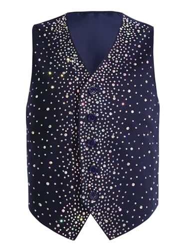 Choomomo Boys Suit Vest Colorful Rhinestone Formal Dress Waistcoat with Adjustable Back Strap