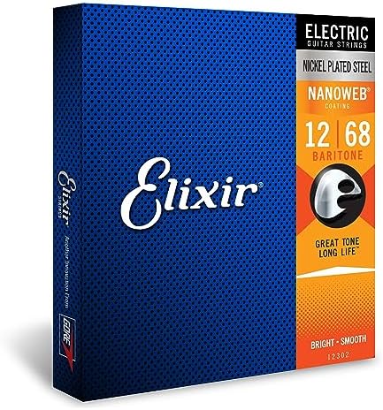 Elixir Strings - Nickel Plated Steel Electric Guitar Strings with NANOWEB Coating - Elixir Electric Guitar Strings - Baritone (.012-.068)