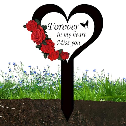 Décoration funéraire en acrylique 2D pour cimetière | Piquet de jardin commémoratif en métal pour cimetière, cour, pelouse