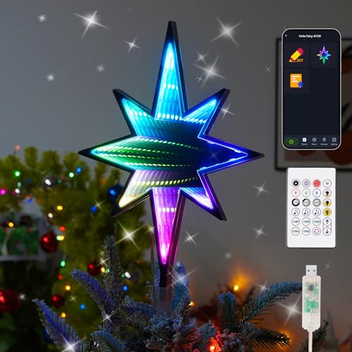 Smart Christmas Tree Topper Star, 8.7" W*12.0''H 27LED RGB Color ...