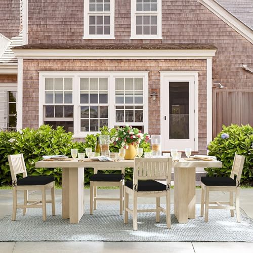 Image of Basic Beyond Outdoor Chair Cushions Set of 2, Square Corner Outdoor Cushions for Patio Furniture, Water Resistant Patio Chair Cushions with 2 Ties, 18.5x16x3, Black