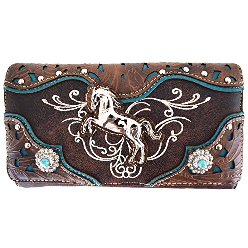 Tooled Leather Laser Cut Western Style Horse Cowgirl Purse Country Totes Women Handbag Everyday Shoulder Bags Wallet Set3