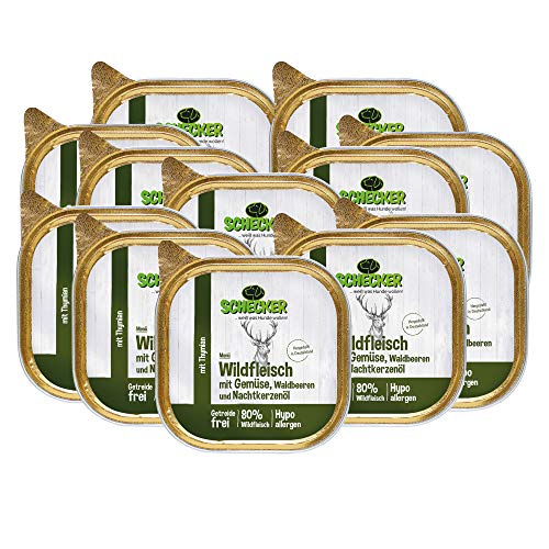Produktbild von Schecker Nassfutter Hundemenü Wildfleisch mit Gemüse und Waldbeeren - 12 x 200 g