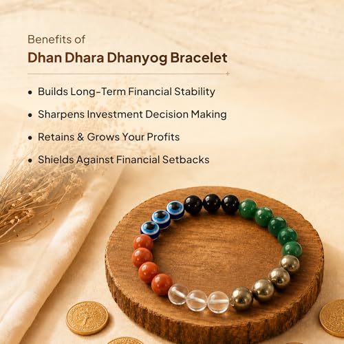 Image of Dhan Dhara Bracelet | Wealth Growth & Financial Progress | Red Jasper, Clear Quartz, Pyrite, Green Jade, Black Tourmaline, Evil Eye | Temple Blessed & Energized | For Men & Women | Certified Natural Crystals