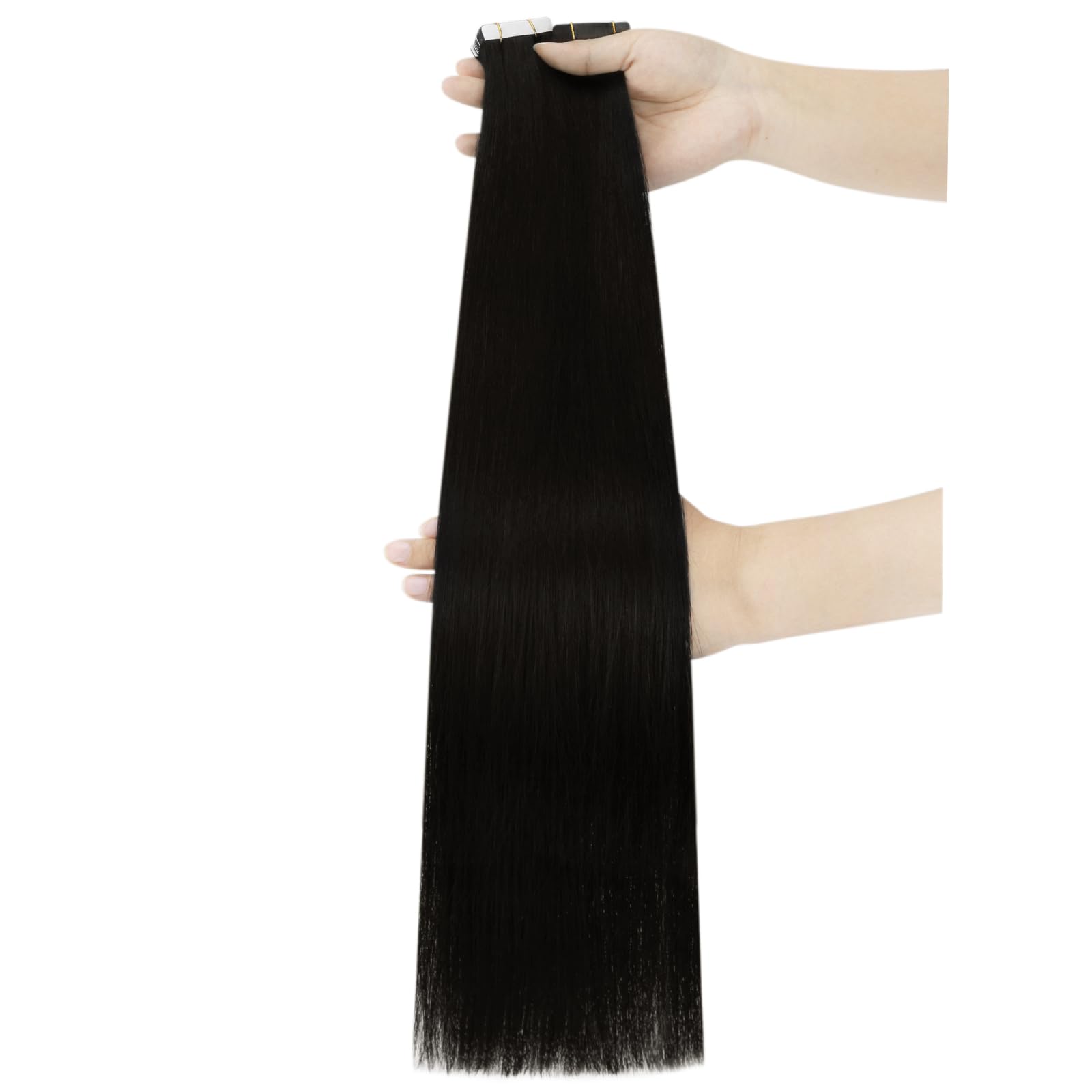 Ugeat Przedłużanie Włosów Taśma, Włosy Ludzkie, Ciemny Brąz, 60 cm 20 sztuk 50g, Przedłużanie Włosów Tape in, Brąz, Remy Naturalne Proste