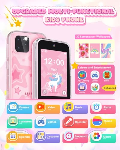 Image of Kids Smart Phone,3.5 inch Touchscreen Learning Toy Phone for Girl,Pink | Christmas Birthday Gift for Ages 3-8, Toddler Phone with Dual Camera, Music Player,Game, Toys for Girls 3 4 5 6 7 8 Years Old