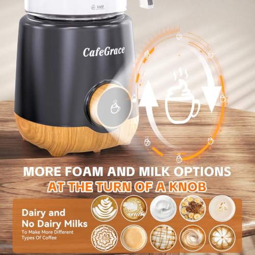 Image of 8 in 1 Milk Frother and Steamer, 20 oz Large Capacity, 550 Watts, Fast Froth Whip Creamy, Automatic Warm and Cold Foam Frother for Coffee, Latte, Macchiato, Cappuccino, Hot Chocolate