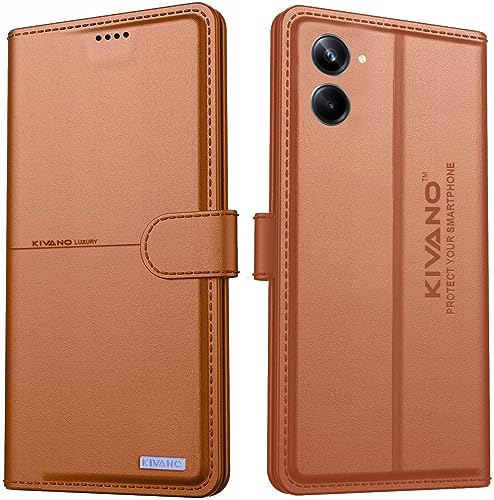 Image of KIVANO Compatible with Realme 10 Pro 5G Flip Cover | Leather Finish | Inside Pockets & Inbuilt Stand | Shockproof Wallet Style Magnetic Closure Back Cover Case