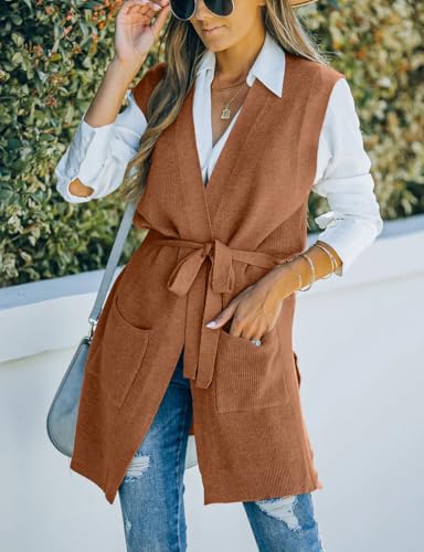 IDEALSANXUN Womens Long Sweater Vest Fall Winter Open Front Cardigan Sweaters Tops2