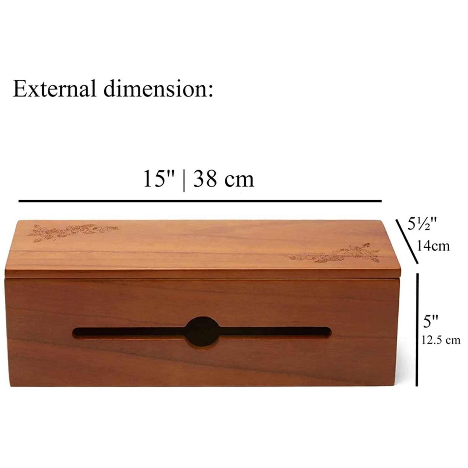 ordenador de cables, Caja de almacenamiento cables escritorio, caja organizadora madera(Dark Brown)